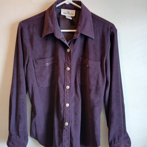 Erin London Shirt, long sleeve, button down in Purple Small - Picture 3 of 7